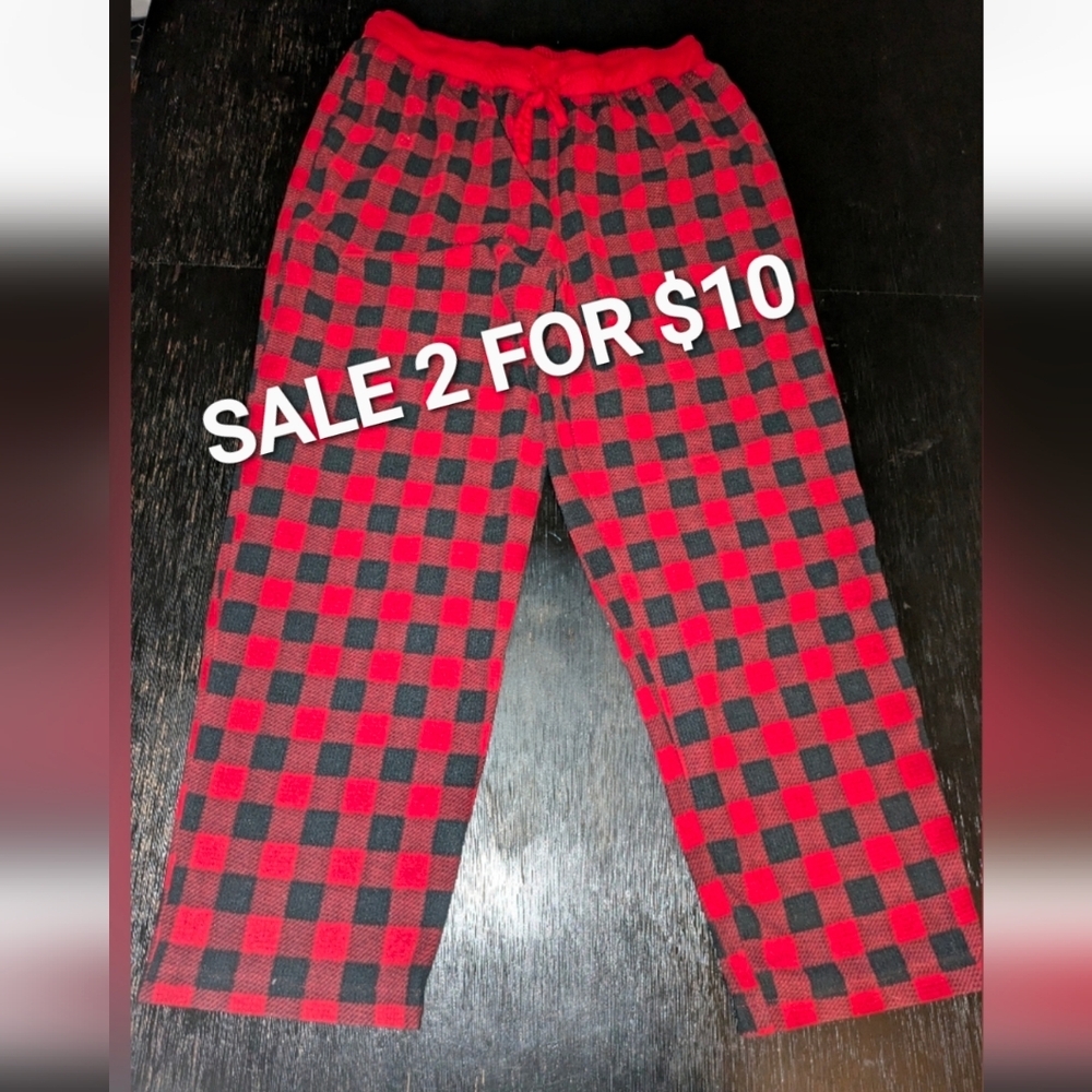Eddie Bauer Mens Holiday Christmas Red Plaid Pajama Bottom. Size L EUC